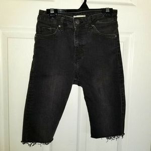 bermuda black jean knee length shorts
